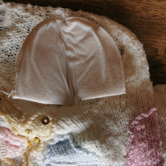 Vintage 80s Cottage Core White Pastel Sweater Large - Picture 8 of 8